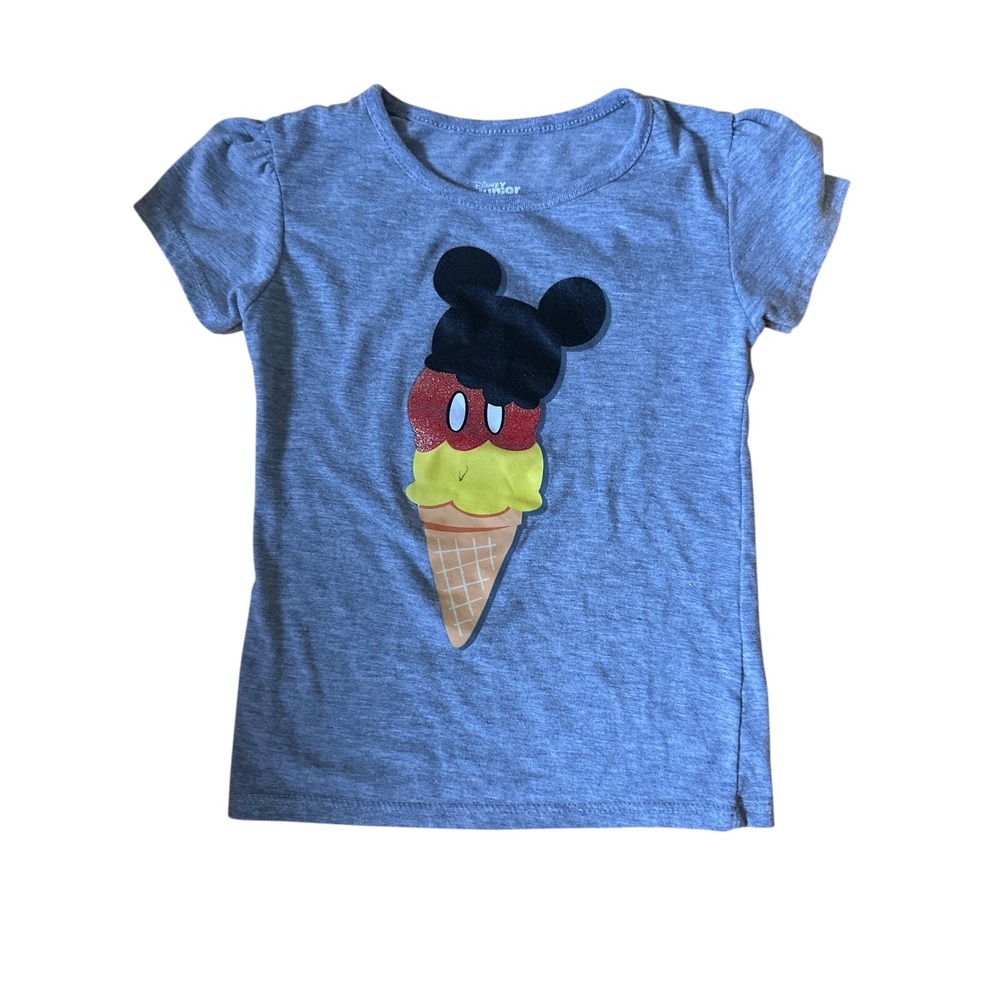 Disney Junior Minnie Mouse Ice Cream Cone T Shirt Toddler Girls Size 3T Gray